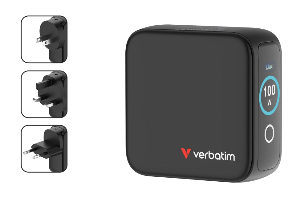 Зарядно устройство Verbatim Mini GaN 100W с дисплей