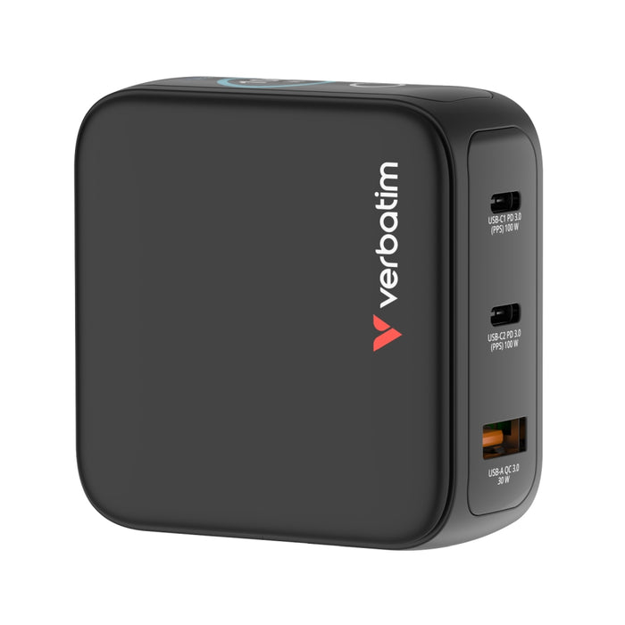 Зарядно устройство Verbatim Mini GaN 100W с дисплей