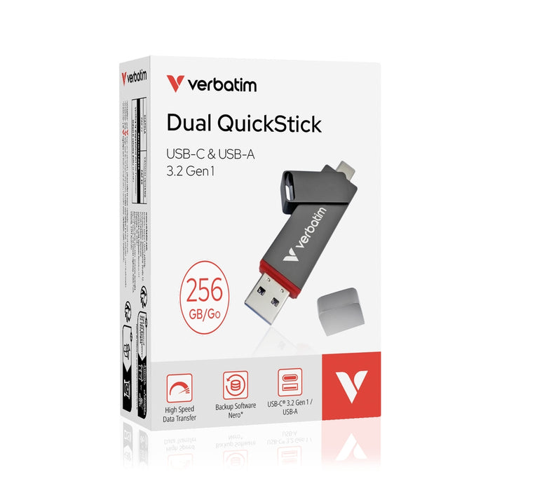 Verbatim Dual QuickStick USB-C & USB-A USB 3.2 Gen 1 256GB