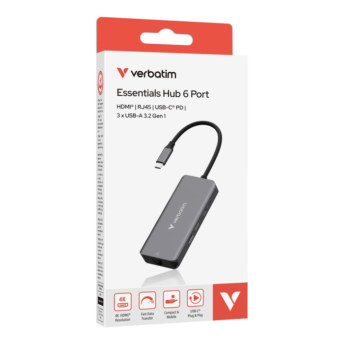 Verbatim USB-C Essentials Multiport Hub 6 порта с RJ45