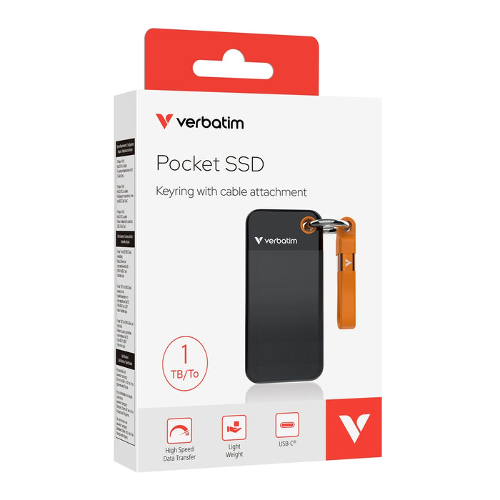 Verbatim Pocket SSD USB 3.2 Gen 2 1TB черен/оранжев