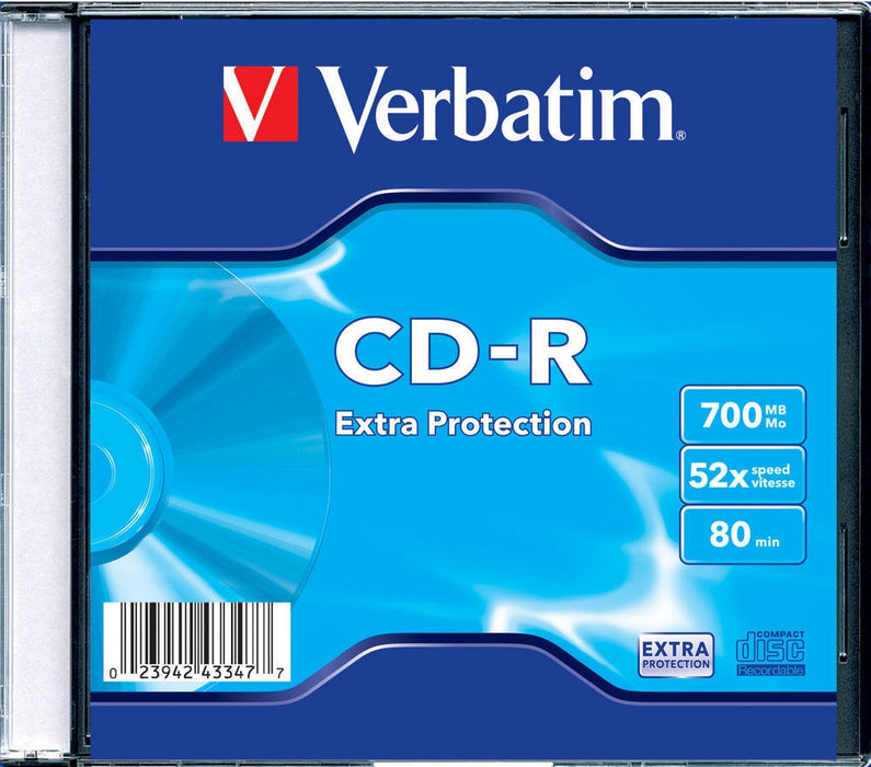 Verbatim CD-R 52X SC SINGLE WRAP 700MB ДОПЪЛНИТЕЛНА ЗАЩИТА