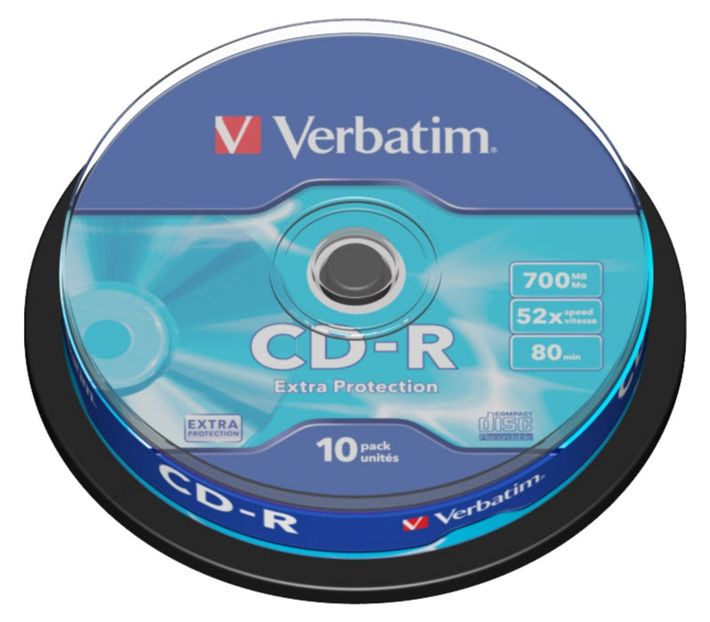 Verbatim CD-R 700MB 52X ДОПЪЛНИТЕЛНА ЗАЩИТА ПОВЪРХНОСТ (10 ОПАКОВКИ)