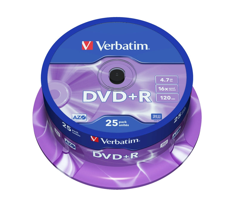 Verbatim DVD+R AZO 4.7GB 16X МАТОВО СРЕБРИСТА ПОВЪРХНОСТ (25 ОПАКОВКИ)