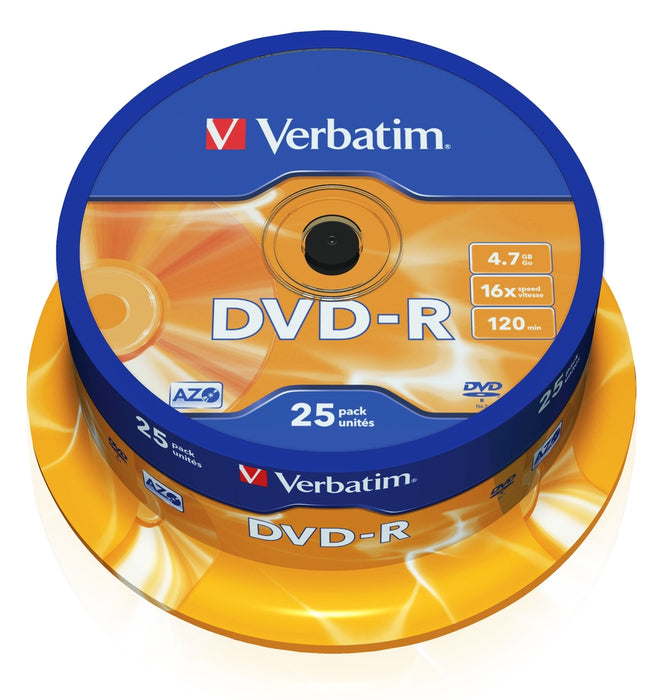 Verbatim DVD-R AZO 4.7GB 16X МАТОВА СРЕБРИСТА ПОВЪРХНОСТ (25 ОПАКОВКИ)