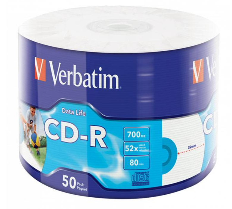 Verbatim CD-R Data Life 700MB (PRINTABLE) - 50 бр. в целофан
