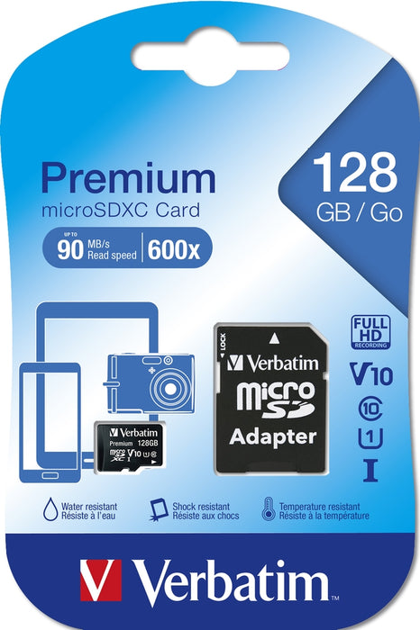 Verbatim Premium micro SDXC 128GB клас 10 (вкл. адаптер)
