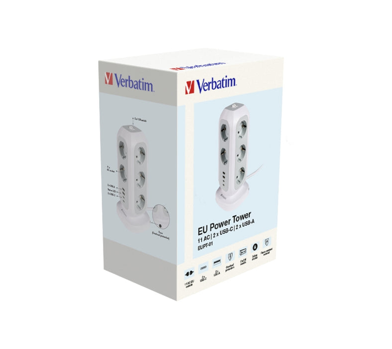 Verbatim EUPT-01 EU Power Tower 11 AC с 2 x USB-C / 2 x USB-A