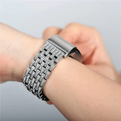 Верижка от неръждаема стомана с кристали за Фитбит/Fitbit 