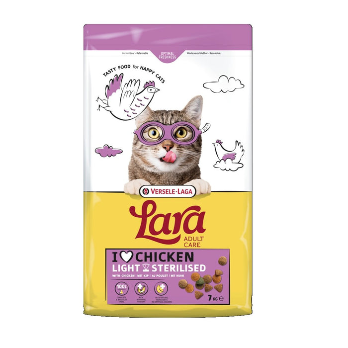 VERSELE-LAGA Lara Adult Care Light Sterilised Chicken - суха храна за котки - 7 кг