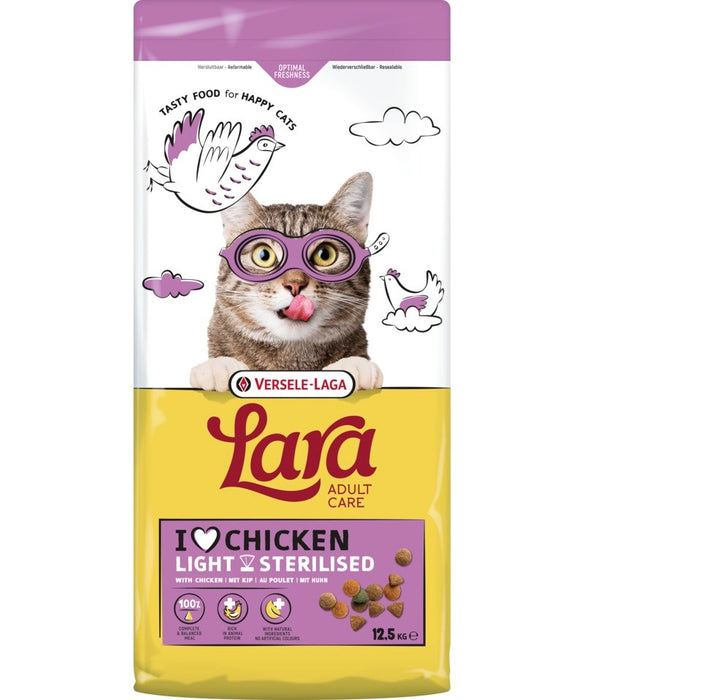VERSELE-LAGA Lara Light & Sterilized Chicken - суха храна за котки - 12,5 кг