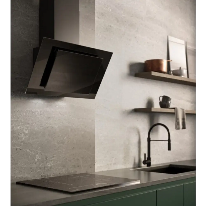 Вертикален Eco Duo Glass Стенен аспиратор за комин Черен