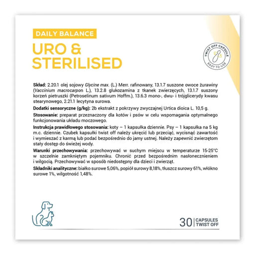 VETEXPERT Uro & Sterilised - хранителни добавки за кучета