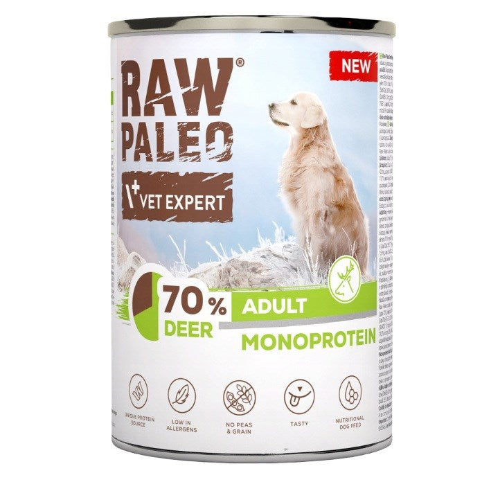 VETEXPERT Raw Paleo Mono Deer - мокра храна за кучета - 400 г