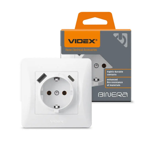 VF-BNSK1GUC-W КОНТАКТ ШУКО USB-A + USB-C BINERA VIDEX - БЯЛ
