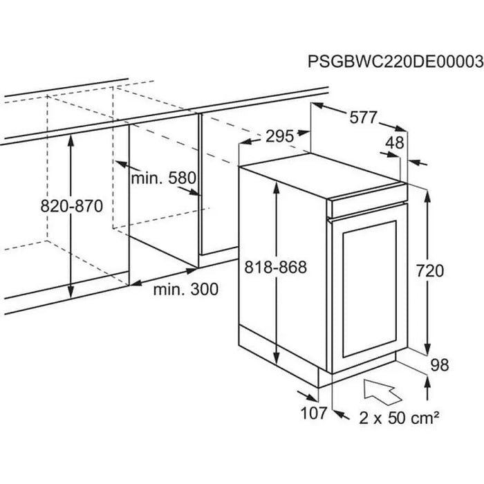 Вграден охладител Electrolux EWUS018B7B (ST) 61 l G Да Черен