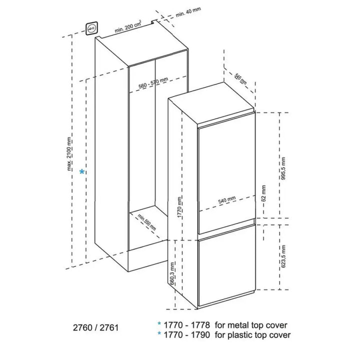 Вграден хладилник с фризер Sharp SJ-BE250T0XS 251 l E Да