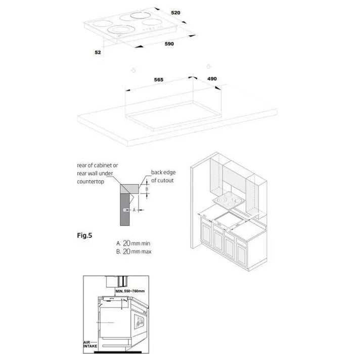 Вграден керамичен плот Crown PVT624DO.C