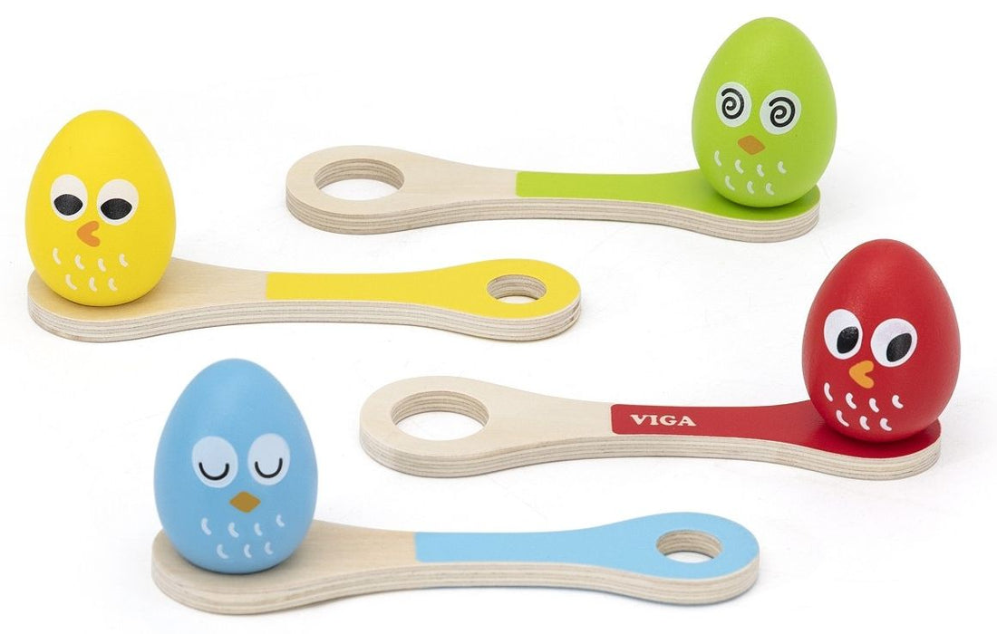 Дървена игра за баланс Viga Toys - Яйце върху лъжица, 8 части