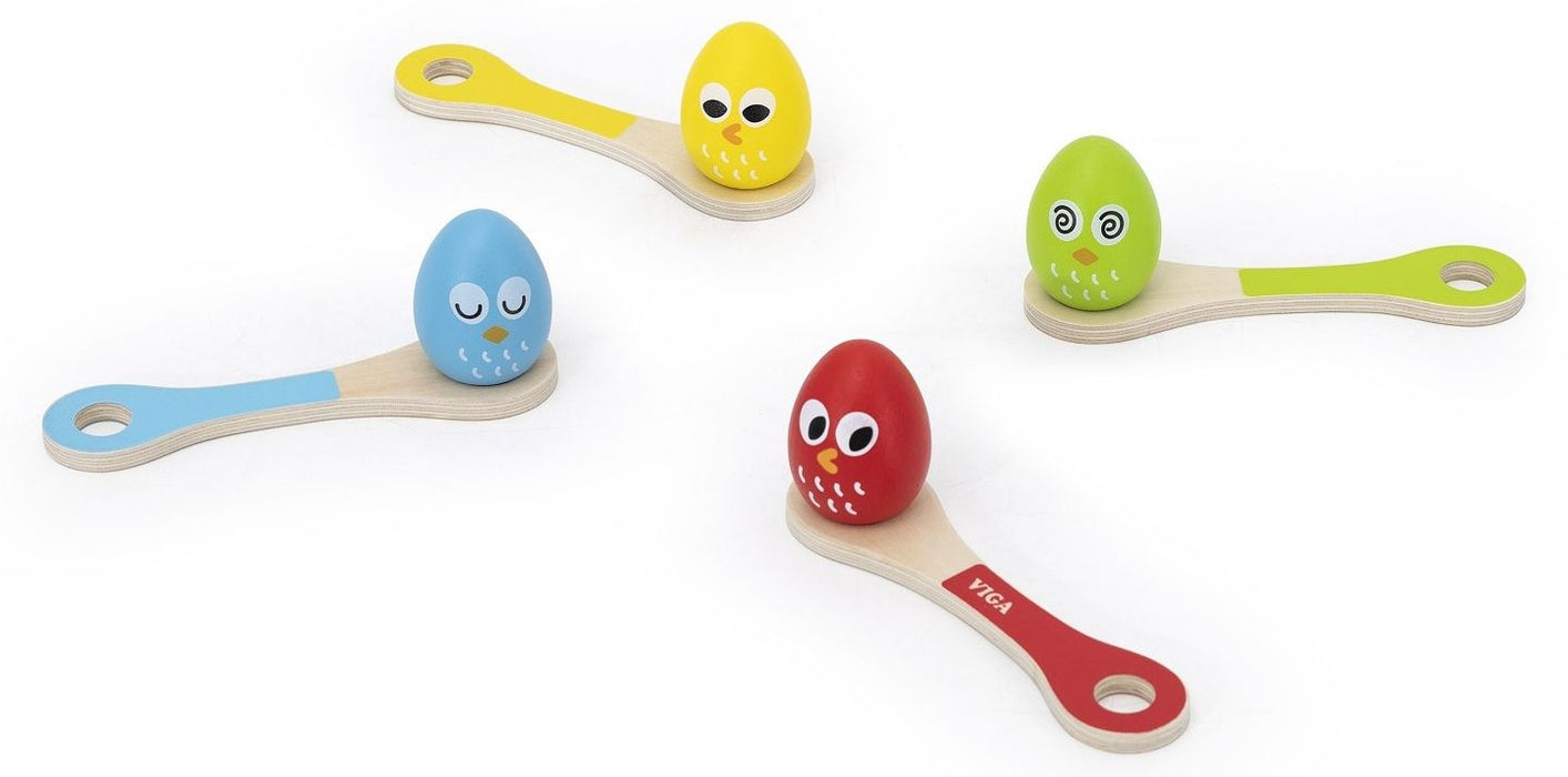 Дървена игра за баланс Viga Toys - Яйце върху лъжица, 8 части