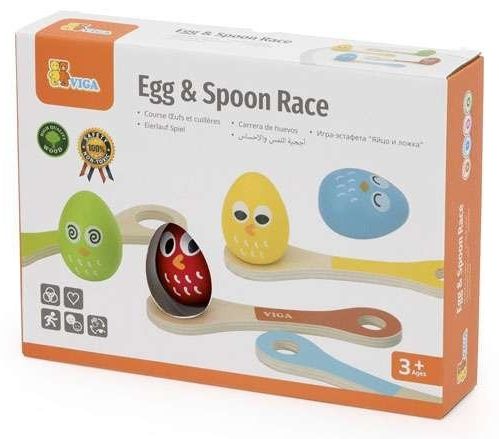 Дървена игра за баланс Viga Toys - Яйце върху лъжица, 8 части