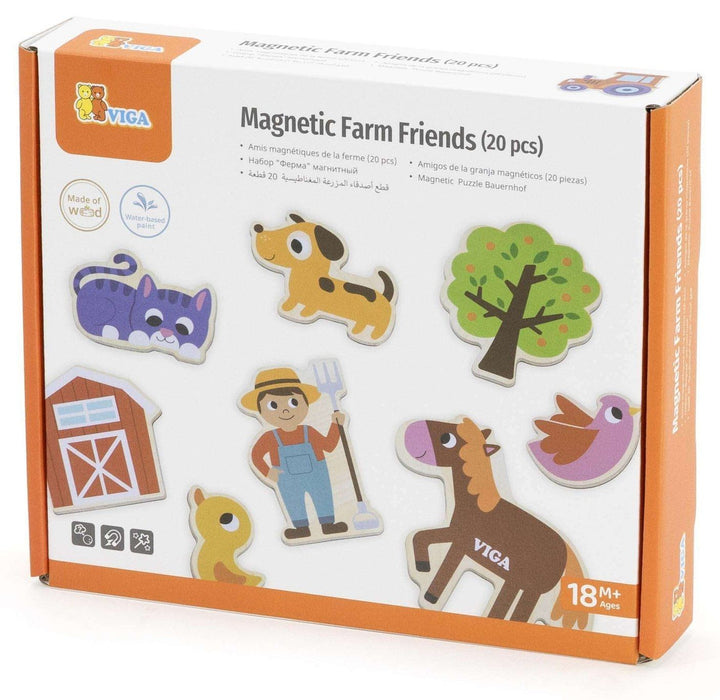 Комплект магнити Viga Toys - Животни и елементи от фермата, 20 части