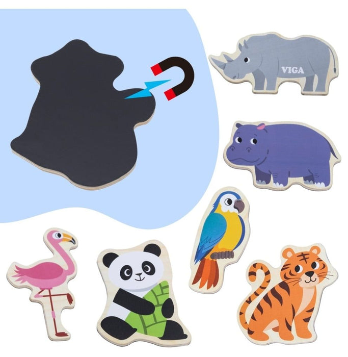 Комплект магнити Viga Toys - Диви животни, 20 части