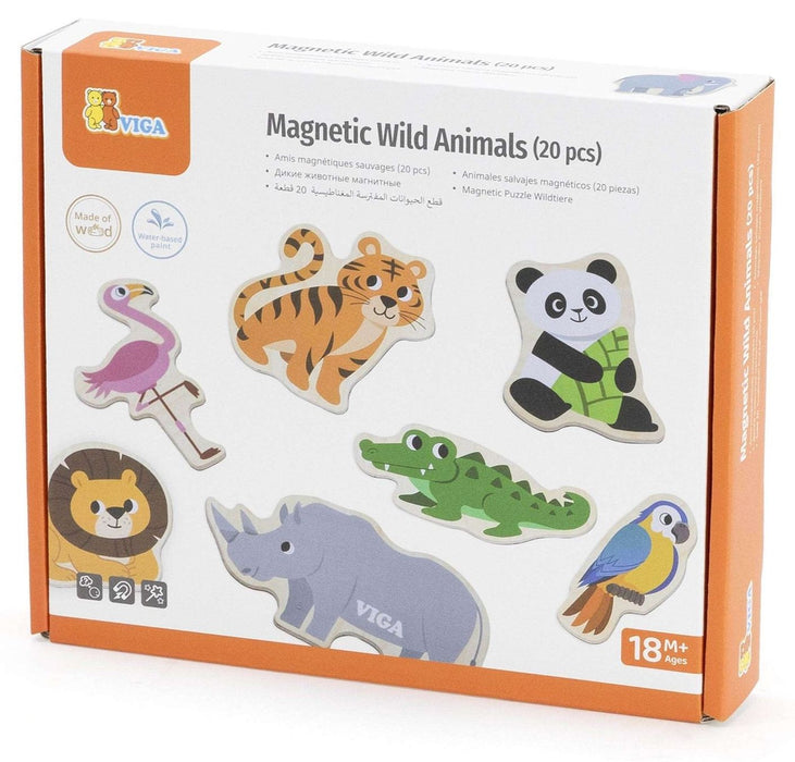 Комплект магнити Viga Toys - Диви животни, 20 части