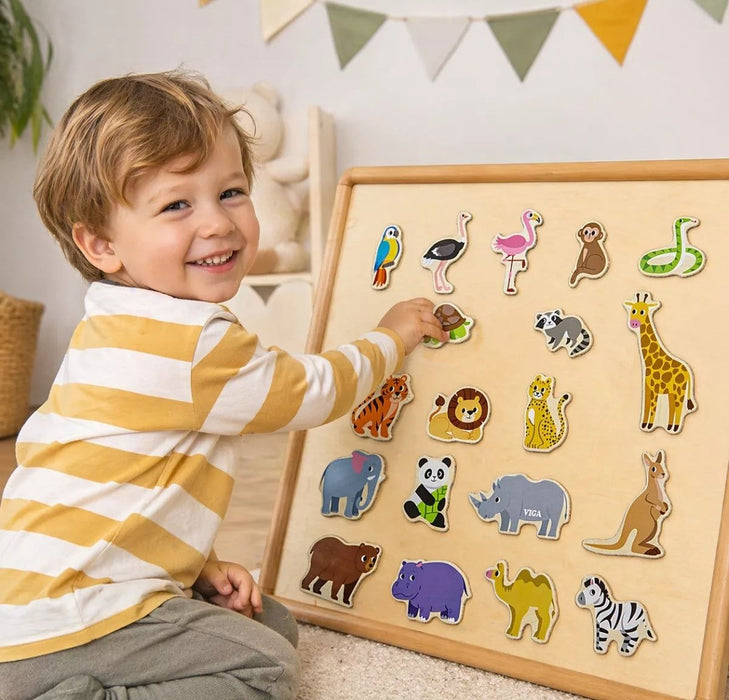 Комплект магнити Viga Toys - Диви животни, 20 части
