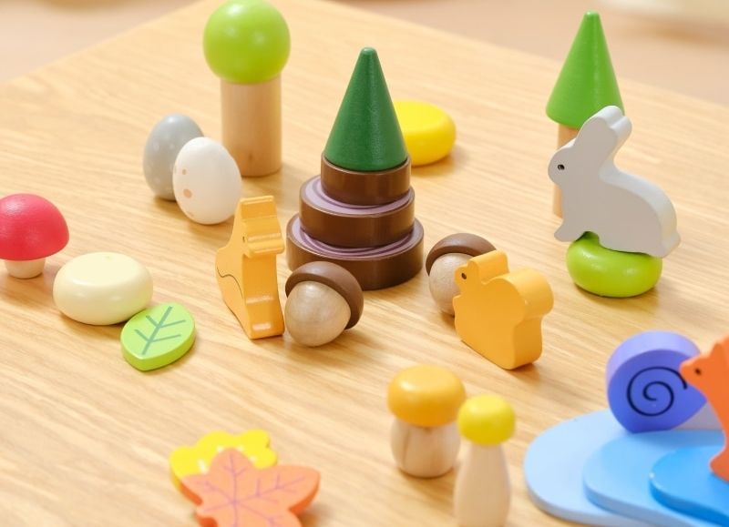 Комплект сензорни блокчета Viga Toys - Горски приказки, 58 части