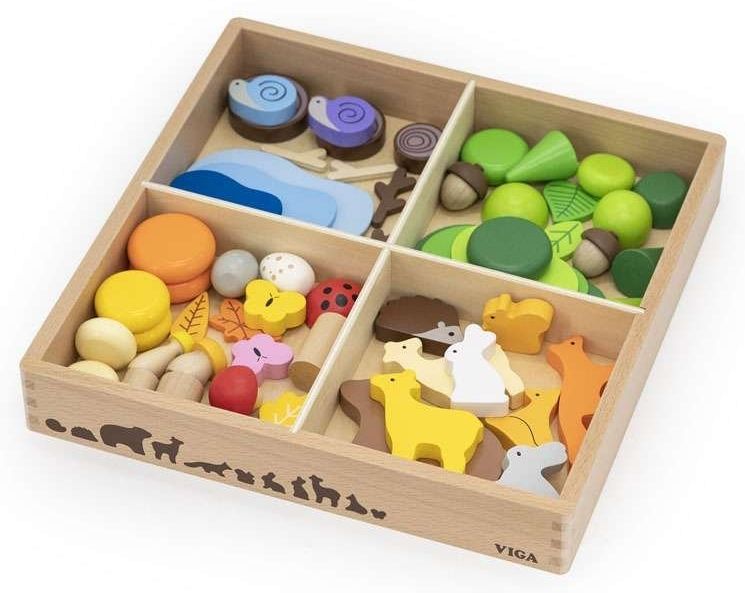 Комплект сензорни блокчета Viga Toys - Горски приказки, 58 части