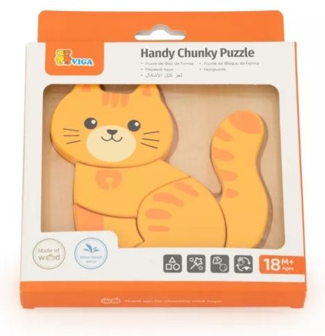 Дървен пъзел Viga Toys - Коте, 5 части
