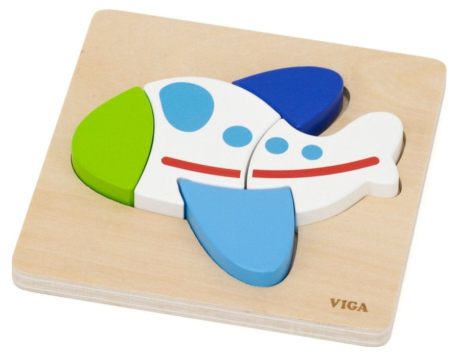 Дървен пъзел Viga Toys - Самолет, 5 части