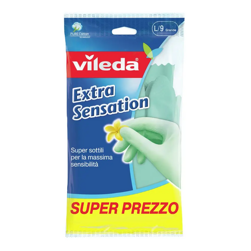 Vileda Extra Sensation Домакински ръкавици Green Cotton