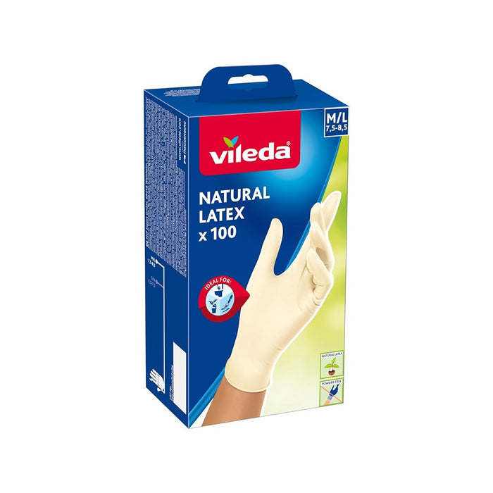 Vileda Multi Latex 100 Ръкавици за еднократна употреба, бежови, 100 броя