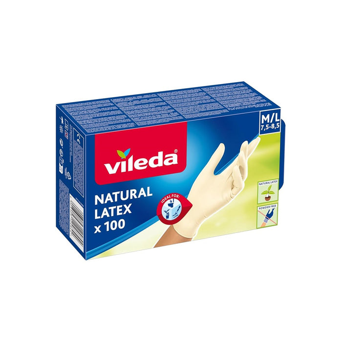 Vileda Multi Latex 100 Ръкавици за еднократна употреба, бежови, 100 броя