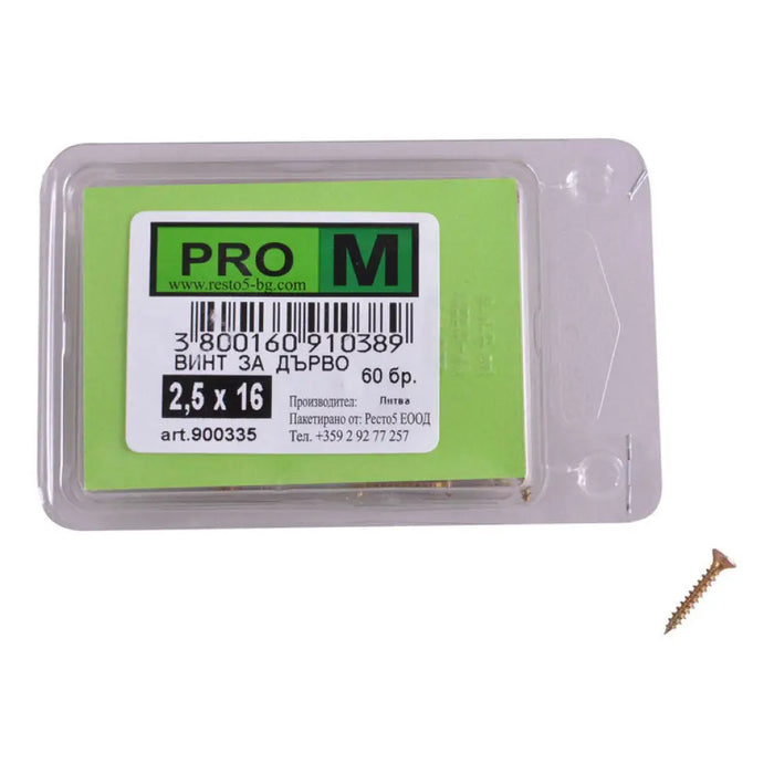 ВИНТ ЗА ДЪРВО 2.5X16 ММ PRO M 60 БРОЯ DIN7505