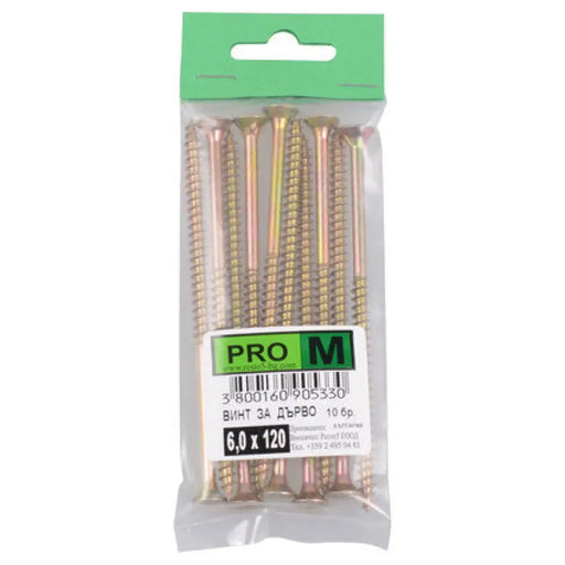 ВИНТ ЗА ДЪРВО 6X120 ММ PRO M 10 БРОЯ