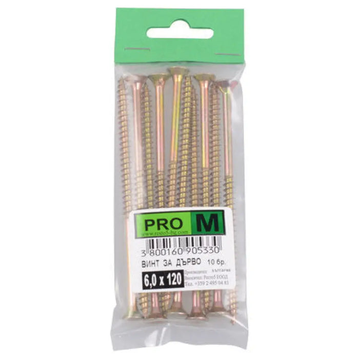 ВИНТ ЗА ДЪРВО 6X120 ММ PRO M 10 БРОЯ