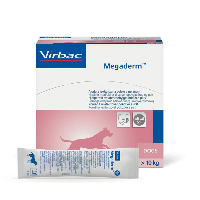 VIRBAC Megaderm мастни киселини, поддържащи кожата и козината - добавки за кучета - 28x8ml