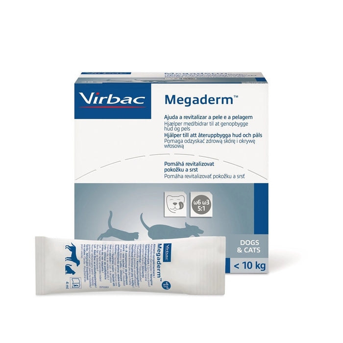 VIRBAC Megaderm мастни киселини, поддържащи кожата и козината - добавки за кучета и котки - 28x4ml