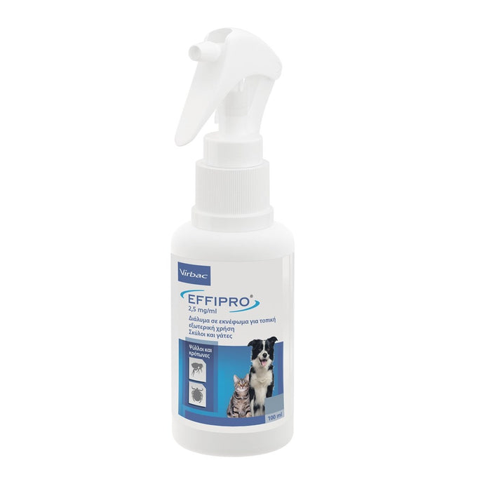 VIRBAC Effipro спрей - продукт за контрол на бълхи и кърлежи за кучета и котки - 100 мл