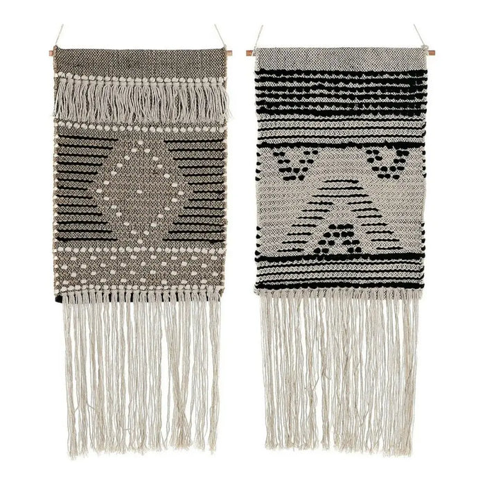 Висяща украса DKD Home Decor Бежов Сив Тъмно сив Ресни Boho
