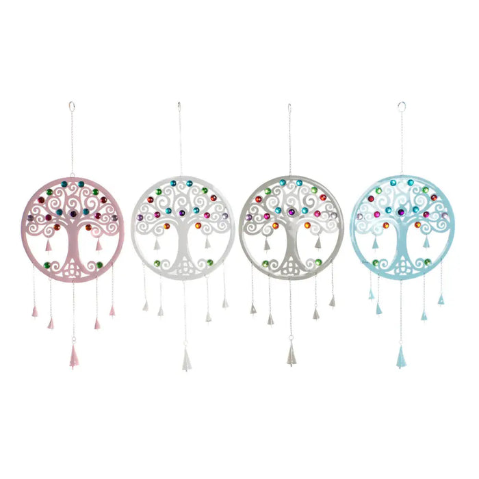 Висяща украса DKD Home Decor Дърво Син Бял Сив Розов 33 x 3