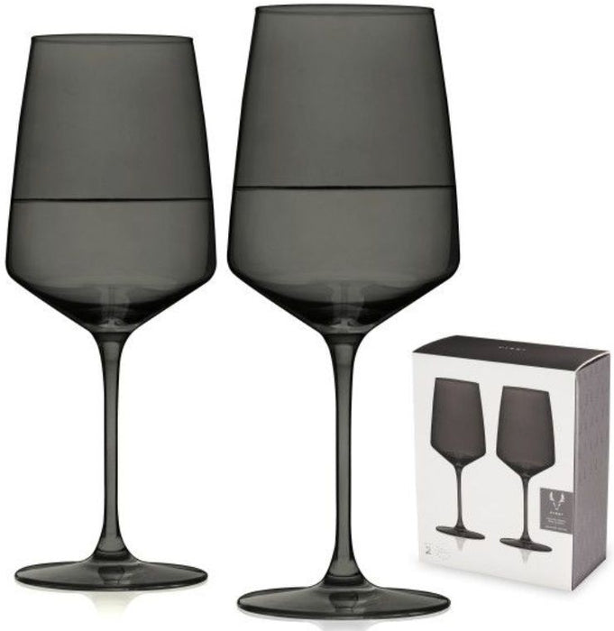 Комплект от 2 чаши за вино Viski - Nouveau, 650 ml, опушено сиво