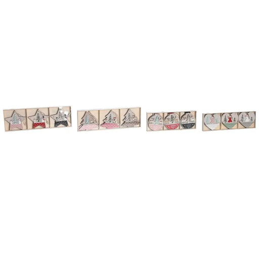 Висяща украса DKD Home Decor Червен Розов Дървен 23 x 1,5 x