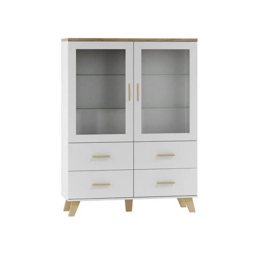 Витрина Cama LOTTA 2D4D бяло + дъб сонома