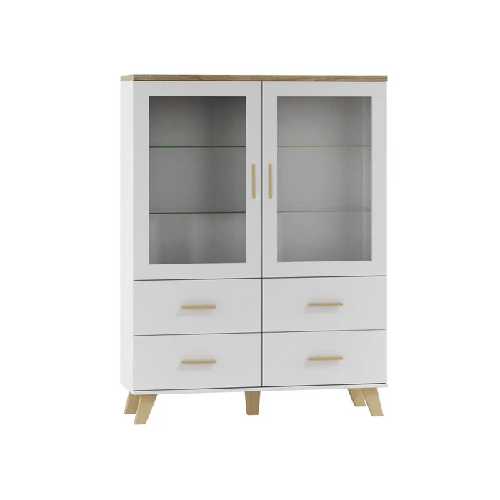 Витрина Cama LOTTA 2D4D бяло + дъб сонома