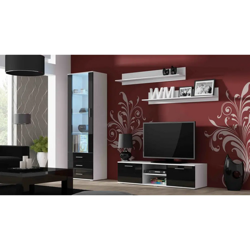Витрина Cama SOHO S1 бял/черен гланц