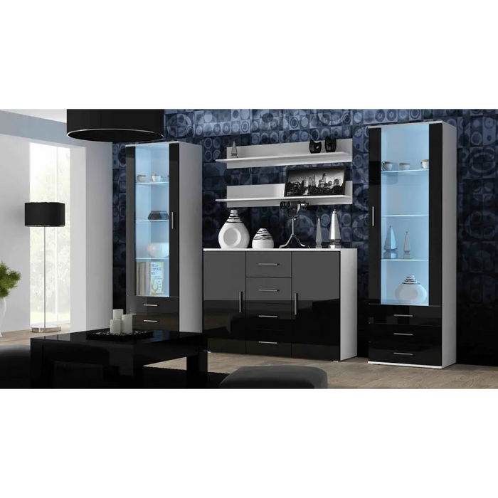 Витрина Cama SOHO S1 бял/черен гланц